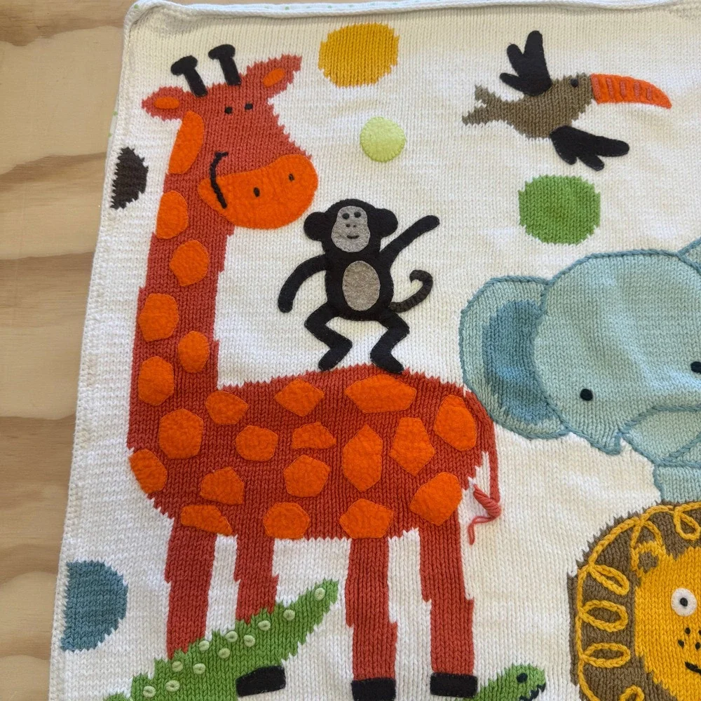 Neiman Marcus Art Walk Nursery Baby Blanket Safari‎ Animal Polka Dot Cotton OS